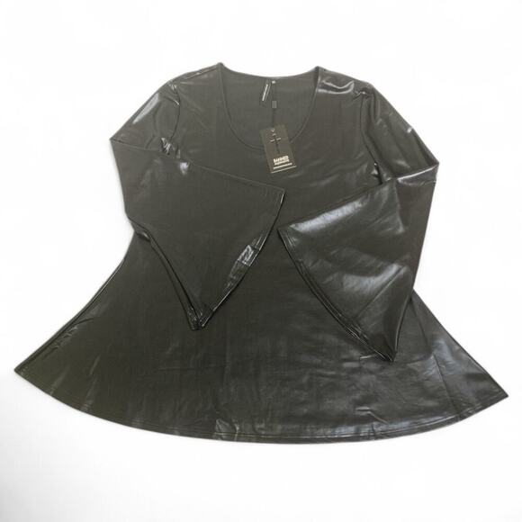 NWT Banned Apparel Wet-Look Fit-n-Flare Bell-Sleeved Mini Dress-3X - Picture 2 of 10